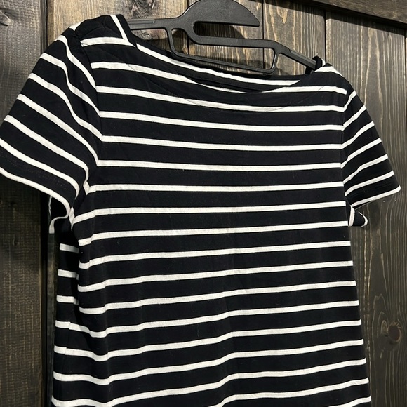 Kate Spade Broome Street Top M Stripe Essential Tee Bow Detail Cotton Stretchy - Picture 2 of 6